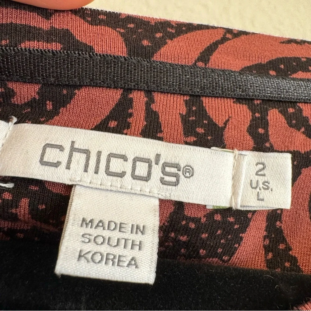 Chico’s Touch Of Cool Paisley Layering Tee Long Sleeve Comfy Stretch L - Picture 4 of 4